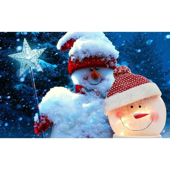 Christmas Snowman Electric Light Glass Lamp with Santa Claus Hat Holiday Décor - Picture 2 of 11